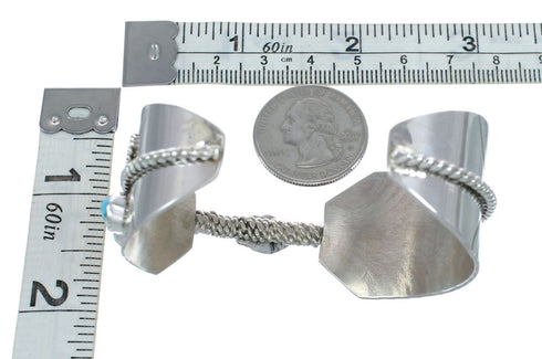 Navajo Feather Turquoise Sterling Silver Cuff Bracelet AX126328